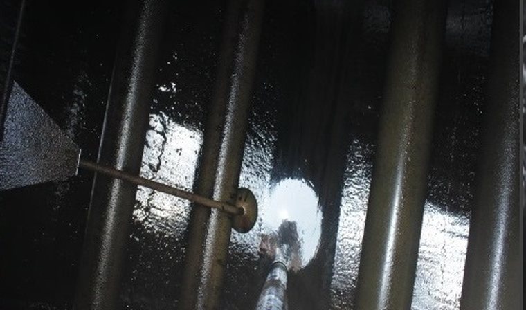 Asphalt distributor tank after cleaning